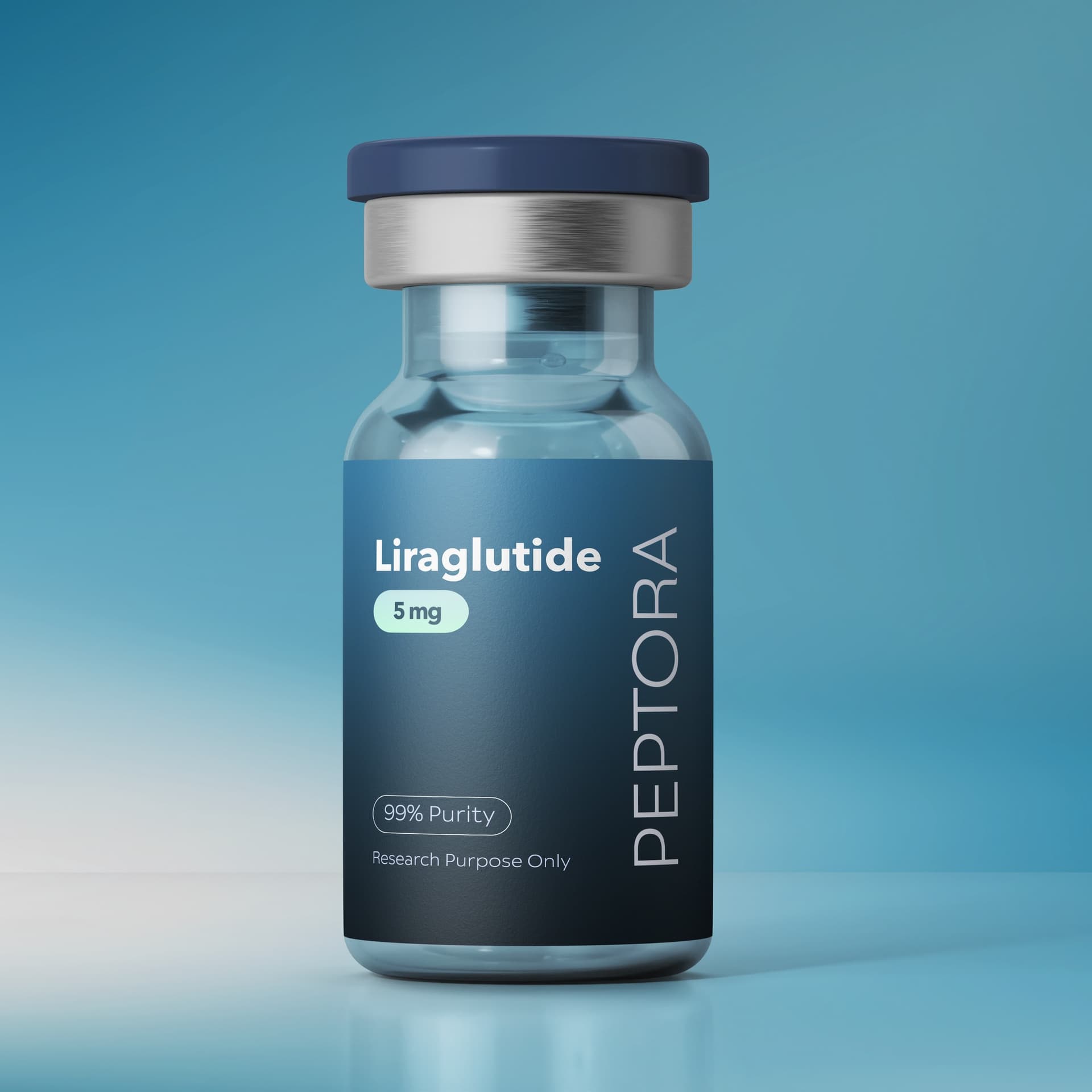 Peptora Liraglutide research peptide vial — 99%+ purity, third-party tested